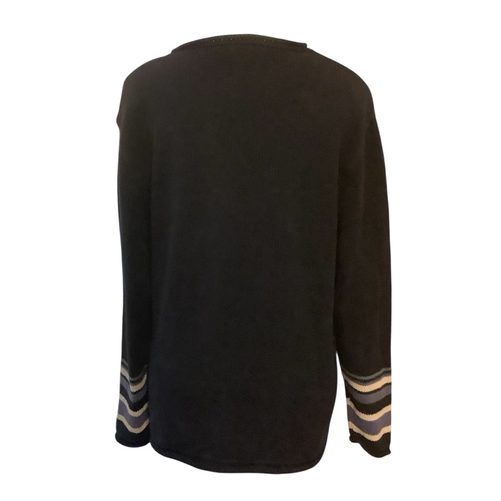 PARKHURST DARK BLUE STRIPED LONG SLEEVE KNIT SWEATER/ Size M - Picture 4 of 13